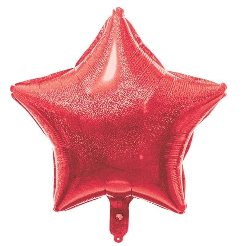 Balão Metalizado Holográfico Estrela Vermelho 18" / 45 cm