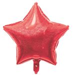 Balão Metalizado Holográfico Estrela Vermelho 18" / 45 cm