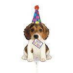 Balão Metalizado Mini Happy Birthday Cachorro 14'' / 35cm