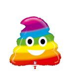 Balão Metalizado Emoji Cocô Arco Iris 20'' / 50cm