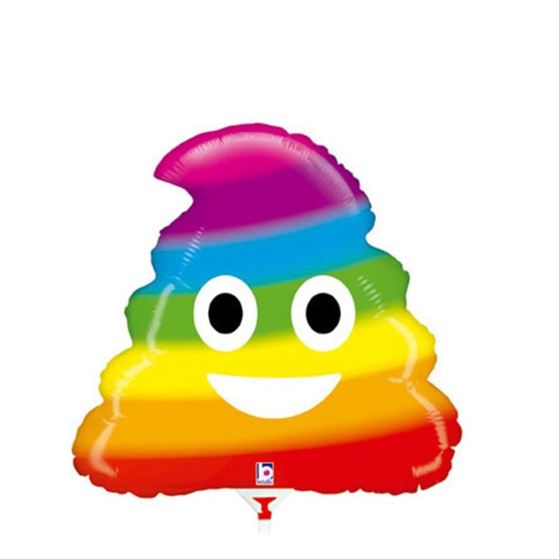 Balão Metalizado Emoji Cocô Arco Iris 20'' / 50cm