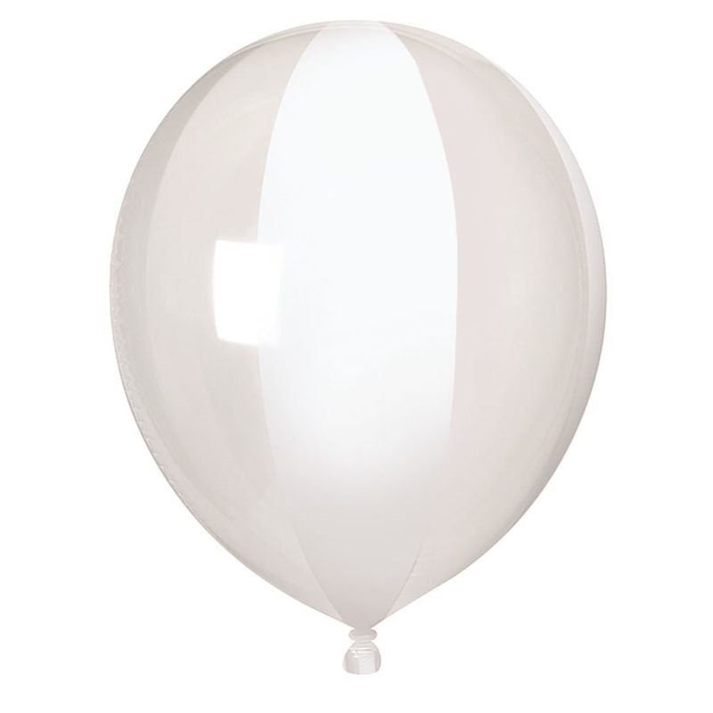 Balão Clear Gota Listras Branco 15'' / 38cm