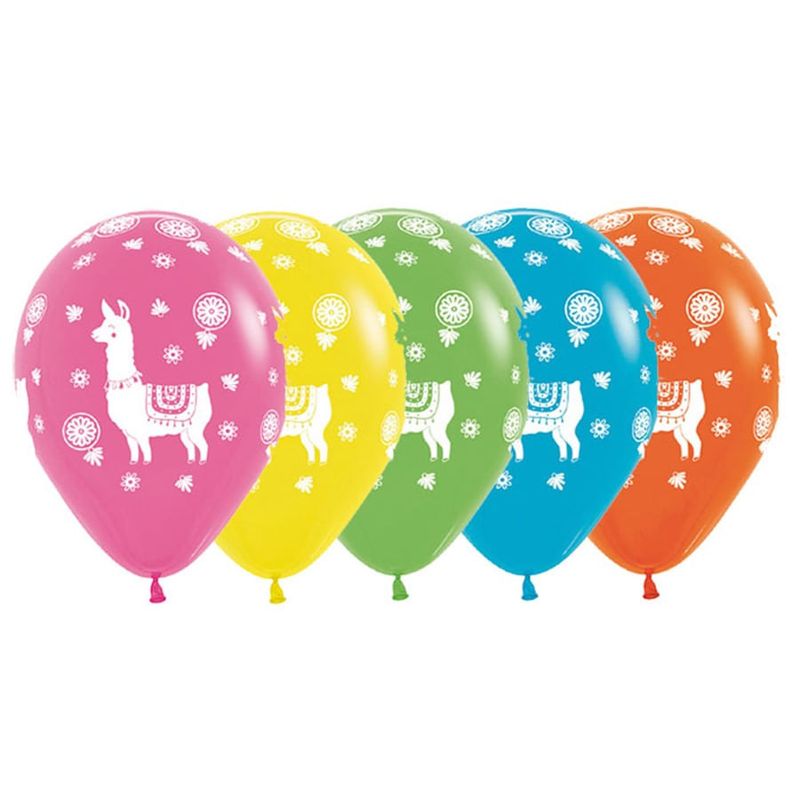 Balão Látex Impressão 360 Fashion Lhama Sortido 12" / 30cm - 12 Un