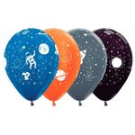 Balão Látex Impressão 360 Metal Espaço Exterior 12" / 30cm - 12 Un