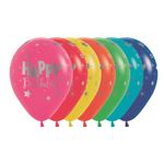 Balão Látex Impressão 360 Fash/Crist/Met Happy Birthday Rad Sortida 12" / 30cm - 12 Un