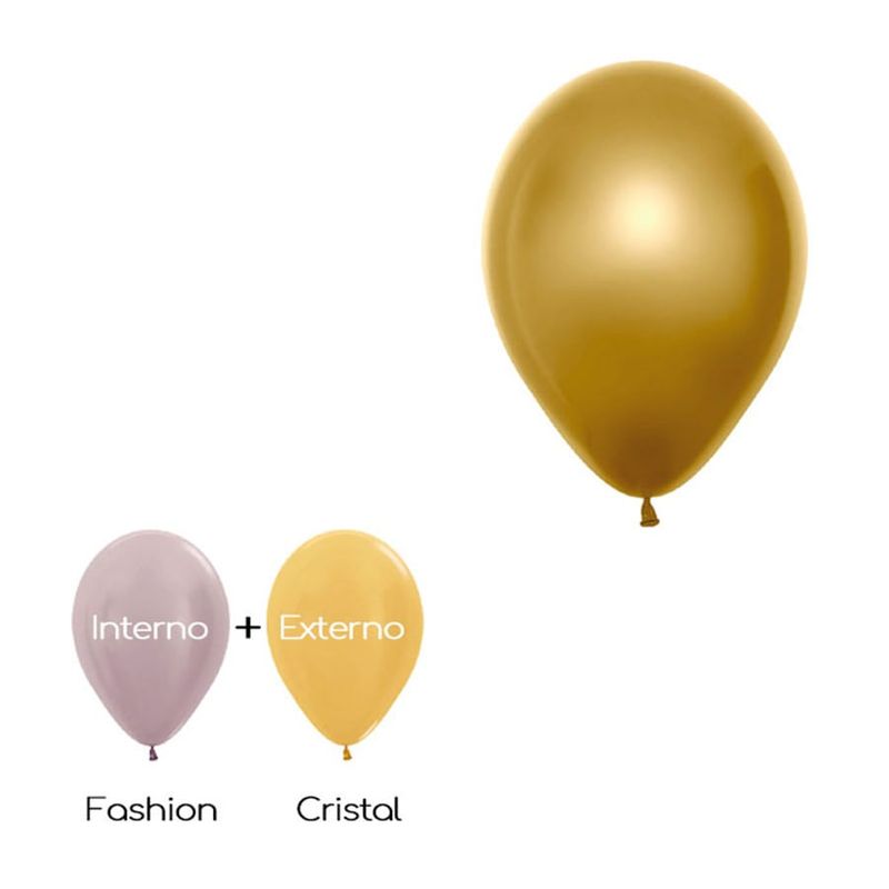 Balão Látex Metal/Satin Duo Dourado 12" / 30cm - 8 Un