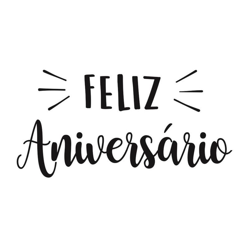 Lettering Transfer para Balão Feliz Aniversário Preto Parabéns 22X18 cm