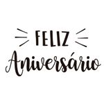 Lettering Transfer para Balão Feliz Aniversário Preto G 32X28 cm