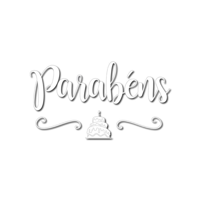 Lettering Transfer para Balão Parabéns Bolo Branco Parabéns 22X18 cm