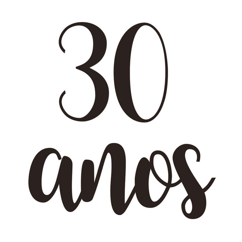 Lettering Transfer para Balão 30 Anos Preto Parabéns 22X18 cm