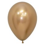 Balão Látex Reflex Dourado 12" / 30cm - 50 Un