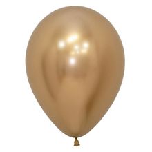 Balão Látex Reflex Dourado 12" / 30cm - 50 Un