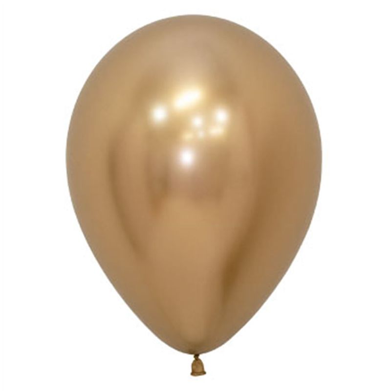 Balão Látex Reflex Dourado 12" / 30cm - 50 Un