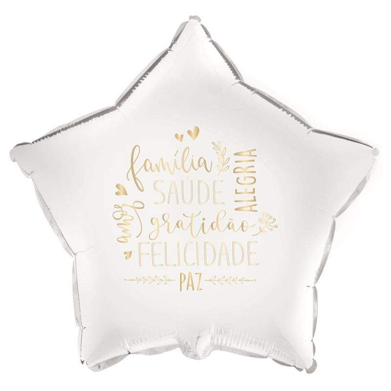 Balão Metalizado Estrela Felicitações Branco 18" / 45cm