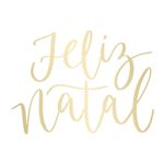 Lettering Transfer para Balão Feliz Natal Ouro Parabéns 22X18 cm