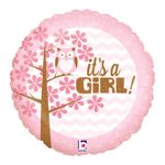 Balão Metalizado Holográfico Redondo Its A Girl Rosa 18" / 45cm