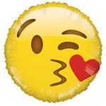 Balão Metalizado Redondo Emoji Beijo 18" / 45cm