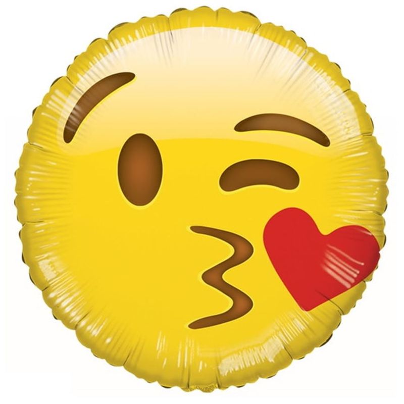 Balão Metalizado Redondo Emoji Beijo 18" / 45cm