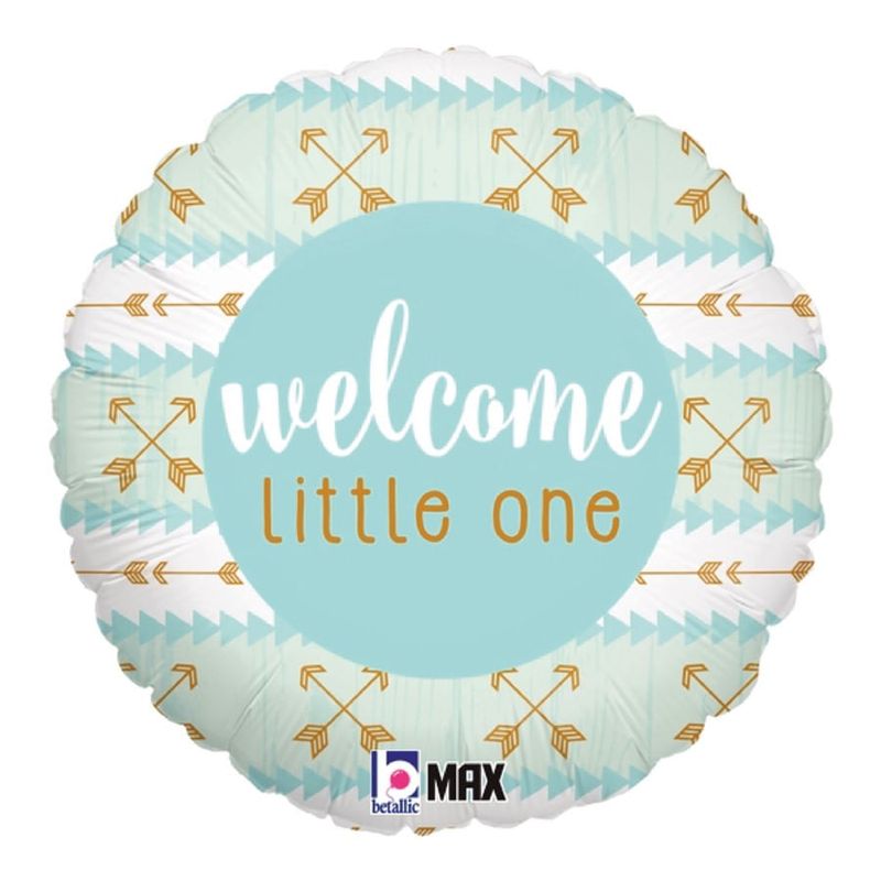 Balão Metalizado Redondo Welcome Little One Azul 18" / 45 cm