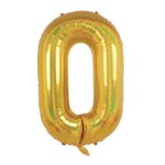 Balão Metalizado Número 0 Holográfico Glitter Ouro 40'' / 101cm