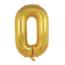 Balão Metalizado Número 0 Holográfico Glitter Ouro 40'' / 101cm