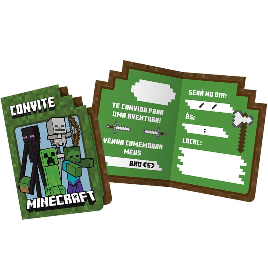 Kit Topo para Bolo Minecraft - 12,5 cm x 20 cm - 1 unidade - Cromus -  Magazine 25 de Março Festas