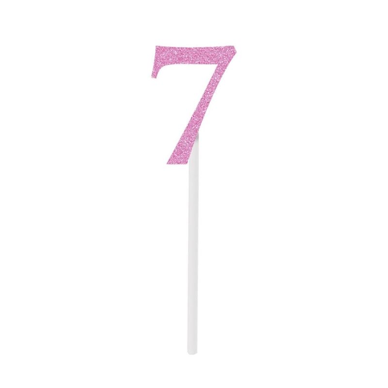 Topo de Bolo Espeto Número 7 Rosa