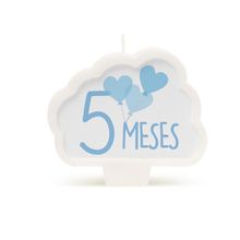 Vela Mês de Aniversário New 5 Meses Azul