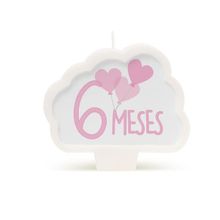 Vela Mês de Aniversário New 6 Meses Rosa