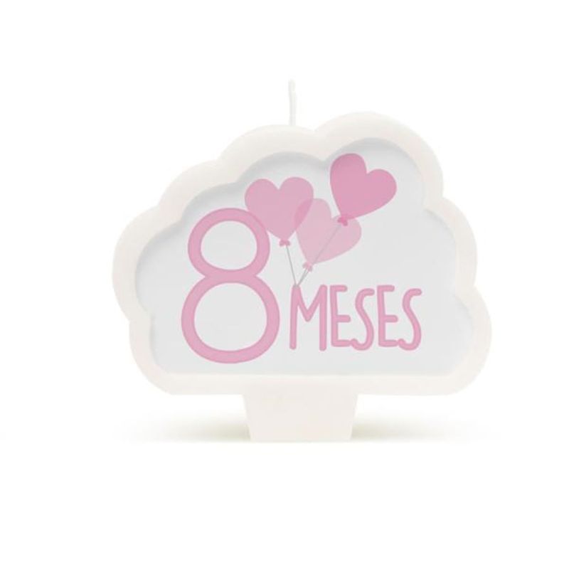 Vela Mês de Aniversário New 8 Meses Rosa