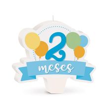 Cromus - Vela Mês de Aniversário New 2 Meses Balões Azul - 1 unidade