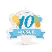 Cromus - Vela Mês de Aniversário New 10 Meses Balões Azul - 1 unidade