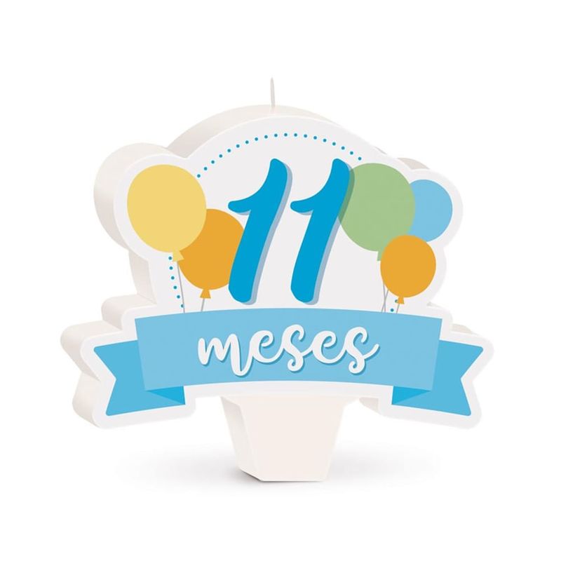Cromus - Vela Mês de Aniversário New 11 Meses Balões Azul