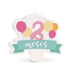 Cromus - Vela Mês de Aniversário New 2 Meses Balões Rosa