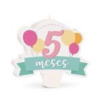 Cromus - Vela Mês de Aniversário New 5 Meses Balões Rosa