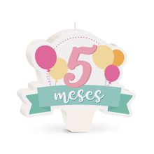 Cromus - Vela Mês de Aniversário New 5 Meses Balões Rosa - 1 unidade