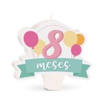 Cromus - Vela Mês de Aniversário New 8 Meses Balões Rosa