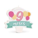 Cromus - Vela Mês de Aniversário New 9 Meses Balões Rosa