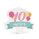 Cromus - Vela Mês de Aniversário New 10 Meses Balões Rosa