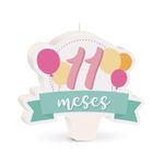 Cromus - Vela Mês de Aniversário New 11 Meses Balões Rosa