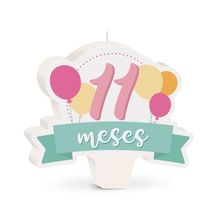 Cromus - Vela Mês de Aniversário New 11 Meses Balões Rosa - 1 unidade