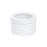 Latinha de Metal Redonda com Visor Branco 7,5x4,5