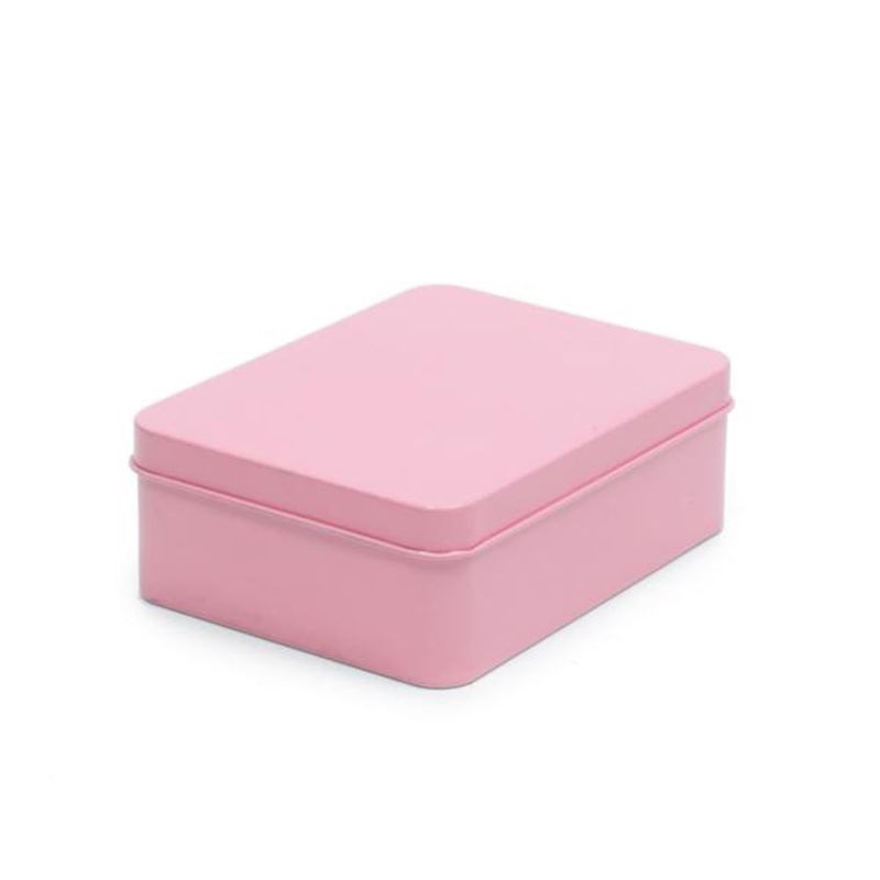 Latinha de Metal Retangular Rosa 12,3x9,2x4cm