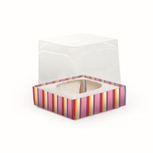 Caixa Cupcake com Visor Listras Colorido 9x9x9 - 6 Un