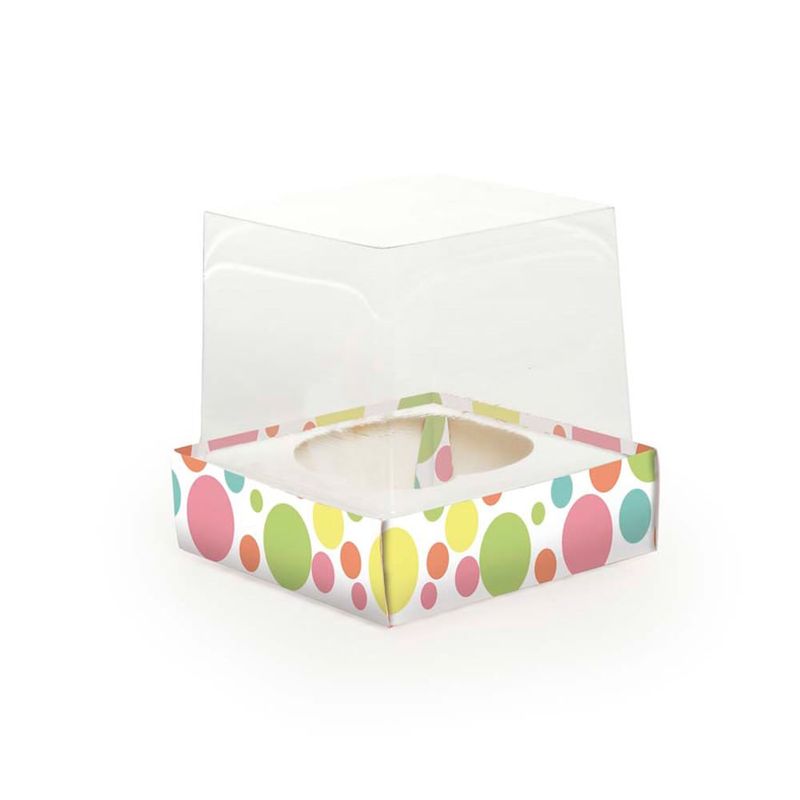 Caixa Cupcake com Visor Candy Colorido 9x9x9 - 6 Un