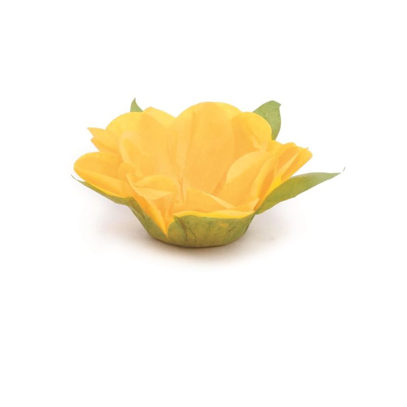 Forminhas para Doces Flores com Folhas Amarelo Canario - 40 Un