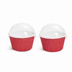 Kit Forminhas Cupcake com Tampa com Liso Vermelho 4,5 x 6 cm - 20 Un