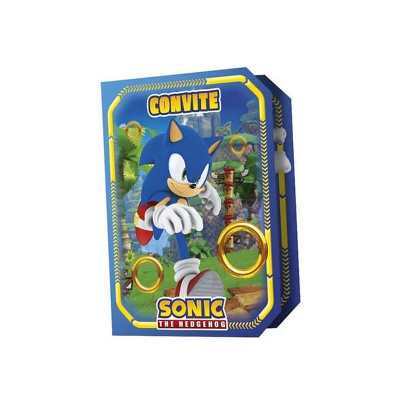 Festa Sonic - Convite de Aniversário Sonic - 08 Un