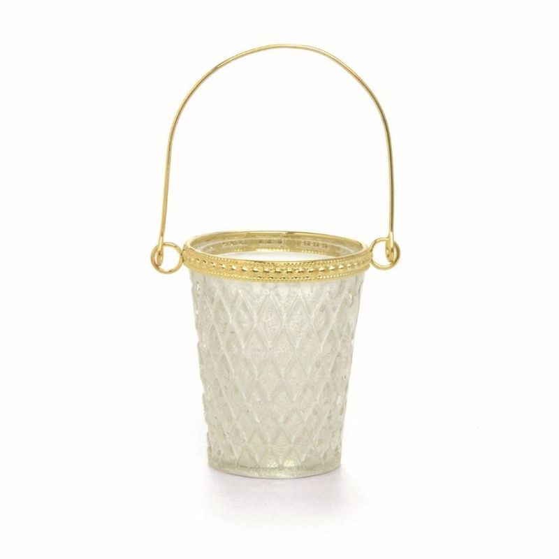 Casamento Escarlate - Mini Luminaria com Alça Dourado Cas Escarlate 9x7,5