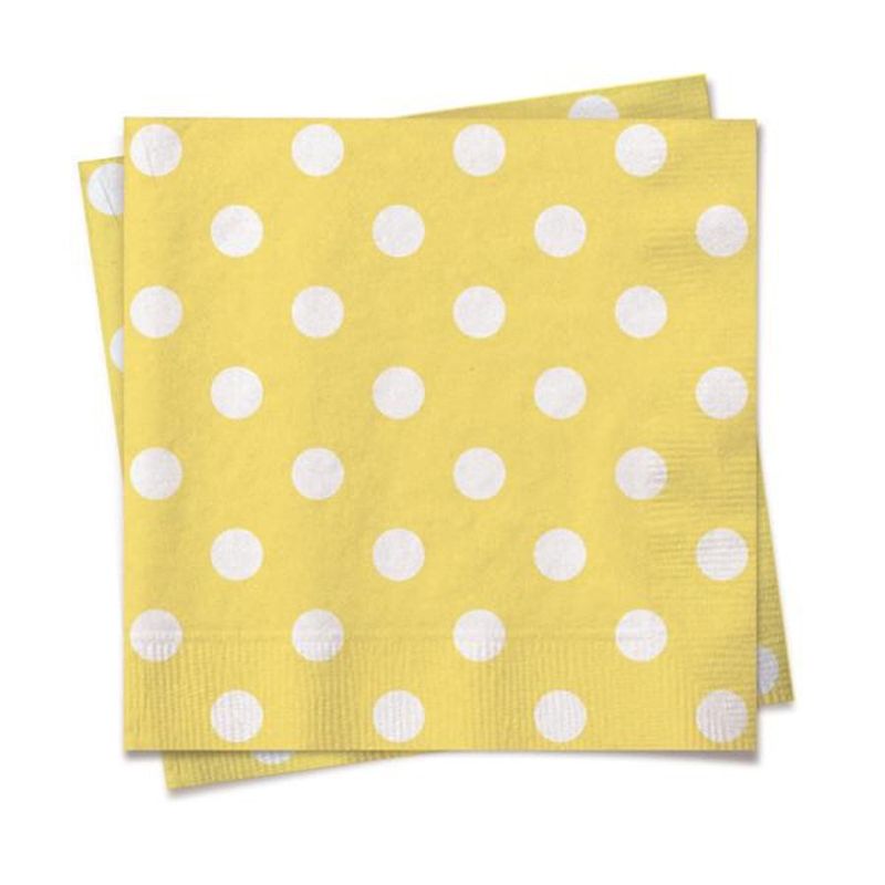Linha Cores - Guardanapo Poá Amarelo Branco 25x25 - 20 Folhas